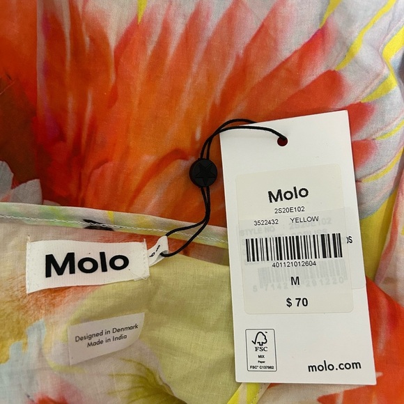 Molo Girls Tunic Top XL 6-8 Parrots Yellow Tropical Colorful - Picture 3 of 7